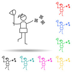 Poster - Entomologist multi color set icon. Simple thin line, outline vector of hobbie icons for ui and ux, website or mobile application
