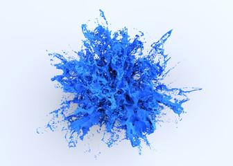 Wall Mural - Abstract 3d render, blue liquid splash, modern background design