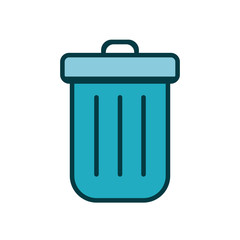 Canvas Print - bin waste line style icon