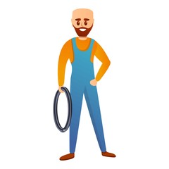 Poster - Engineer with cable icon. Cartoon of engineer with cable vector icon for web design isolated on white background