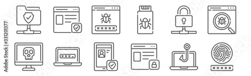 Fotografía set of 12 data protection icons
