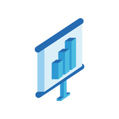 Wall Mural - desktop with statistics bars isometric style icon