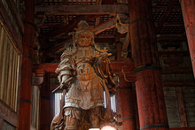 Statue Of Bishamonten, An Armor-clad God Of War Or Warriors And A Punisher Of Evildoers, Behind The Net