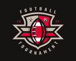 © augustos - American football  logo design. Rugby emblem tournament template editable for your design.