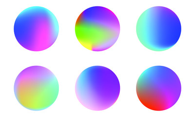 Poster - Set of round Vector Gradient. Multicolor Sphere. Modern abstract background texture. Template for design. Isolated objects
