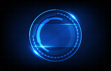 Abstract Background Of Futuristic Technology Blue Round Glowing Hud Ui Background
