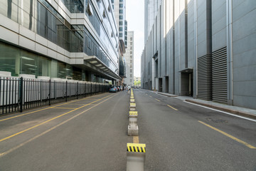 Sticker - empty highway with cityscape and skyline of qingdao,China.