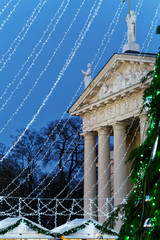 Poster - Christmas market and Christmas tree on Cathedral Square Vilnius Lithuania