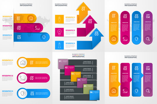 set of business infographics design template for presentation. graphic vector illustration