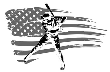 Poster - Vector illustration of a baseball player hitting the ball. Beautiful sport themed poster.