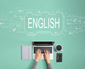 Aufkleber - English concept with person using a laptop