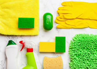 Wall Mural - cleaning products household chemicals spray brush sponge glove