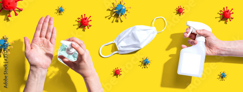 Fotomural Prevent virus and germs - healthcare and hygiene concept