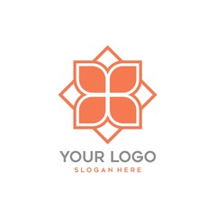 Wall Mural - Modern Geometric Flower Logo Icon Flat Design