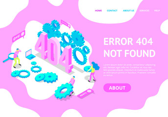 Poster - Error Not Found Concept Card Landing Web Page Template. Vector