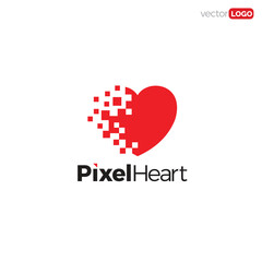 heart with digital pixel  icon/symbol/Logo Design Vector Template Illustration