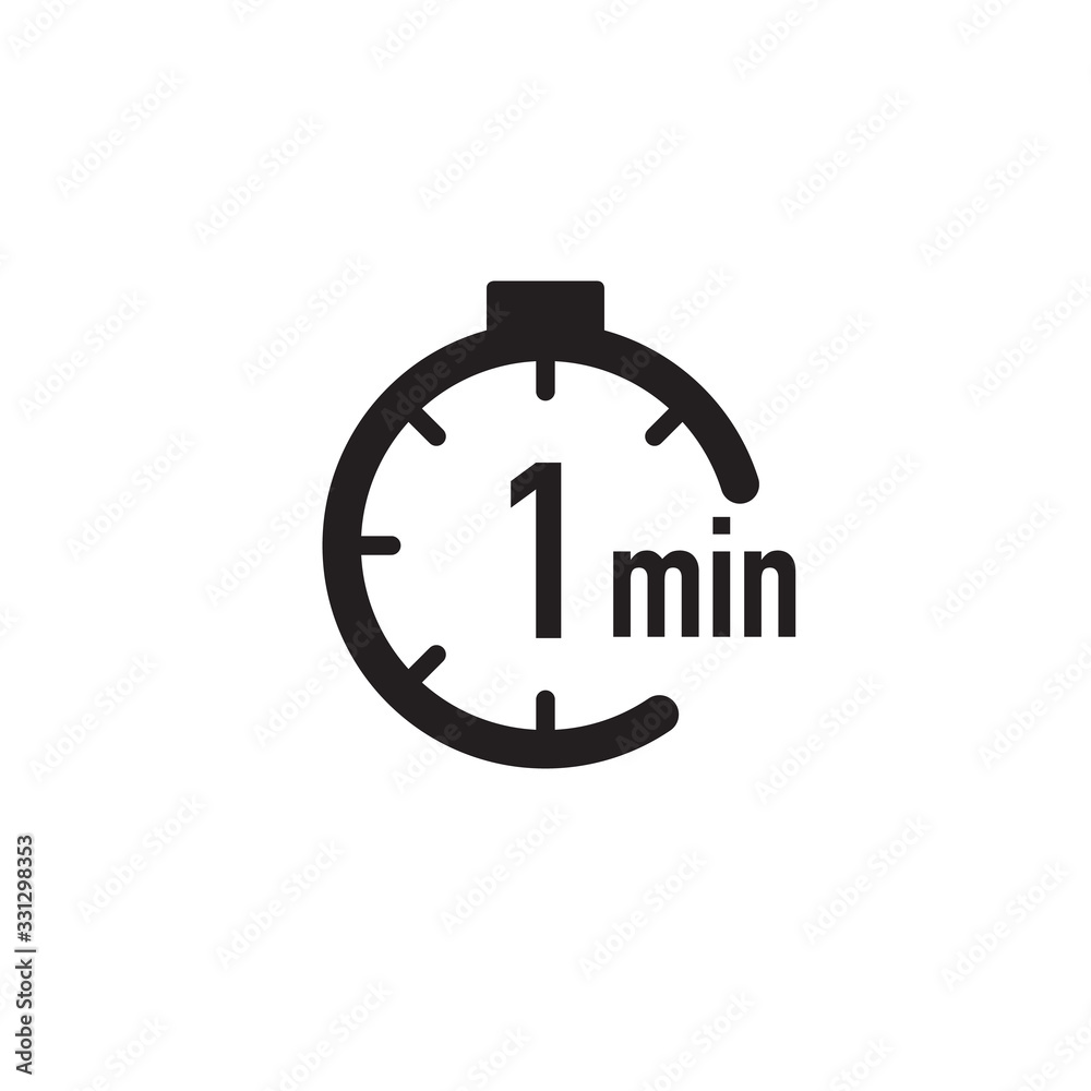 1 minute timer, stopwatch or countdown icon. Time measure. Chronometr icon. Stock Vector illustration isolated on white background. - obrazy, fototapety, plakaty 