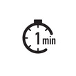 1 minute timer, stopwatch or countdown icon. Time measure. Chronometr icon. Stock Vector illustration isolated on white background.