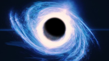 Wall Mural - black hole absorbing and destroy galaxy at its center. scientific 3d render footage
