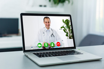 young doctor on video conference with patient. doctor online