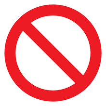 No Sign, Ban Vector Icon, Stop Symbol, Red Circle With Oblique Line Isolated Mark