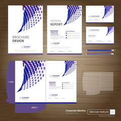 Fototapete - Flyer brochure business annual report cover template design Corporate Business Identity Folder digital technology company Element of stationery people community presentation working promotion blue red