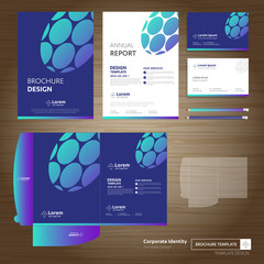 Fototapete - Flyer brochure business annual report cover template design Corporate Business Identity Folder digital technology company Element of stationery people community presentation working promotion blue red