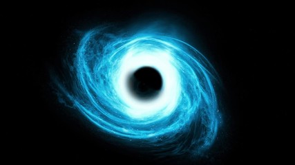 Wall Mural - black hole absorbing and destroy galaxy at its center. scientific 3d render footage