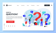 Frequently Asked Questions, FAQ, Answers And Problem Solutions Concept. People With Question Marks. Vector Illustration