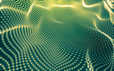 Abstract background. Molecules technology with polygonal shapes, connecting dots and lines. Connection structure. Big data visualization.