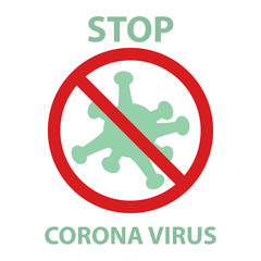 Icon Flat Coronavirus icon, Inscription COVID-19 on white background vector flat design,icon forbidden for coronavirus