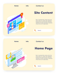 Poster - site content vector website landing page template set