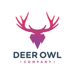 Wall Mural - deer antlers and owl logo