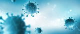 Fototapeta  - Epidemie 2019-nCoV. Neuartiges Coronavirus (2019-nCoV).  Virus Covid 19-NCP. nCoV wird ein einzelsträngiges RNA-Virus bezeichnet.