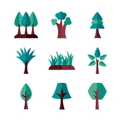 Wall Mural - bundle of trees flat style icons