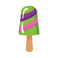 Canvas Print - delicious ice cream in stick with three flavors flat style