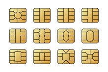 EMV Chips For Banking Plastic Card. Digital Nfc Technology. Bank Payment Symbols.