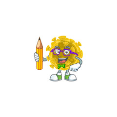 Sticker - Infectious coronavirus clever student character using a pencil