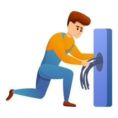 Poster - Man fix wires icon. Cartoon of man fix wires vector icon for web design isolated on white background