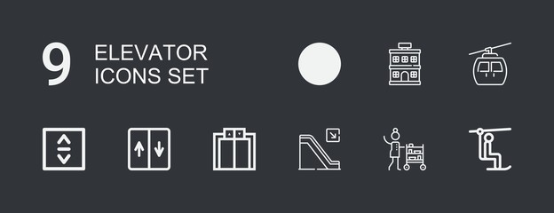 Editable 9 elevator icons for web and mobile