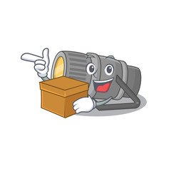 Sticker - Underwater flashlight cartoon design style having a box