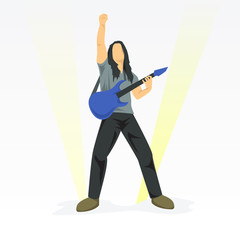 Wall Mural - Rock guitarist of band who perform on stage character illustration vector design