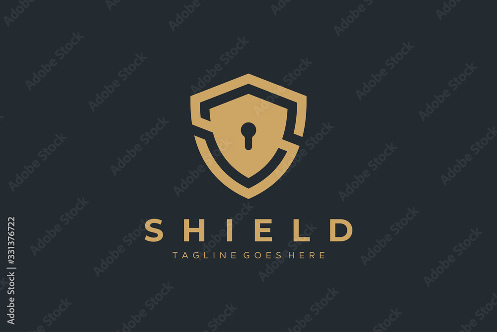 Gold Letter S Shield with Keyhole inside. Security Logo Protection ...