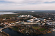 wideangle aerial drone shot of Berlin Treptow-Kopenick