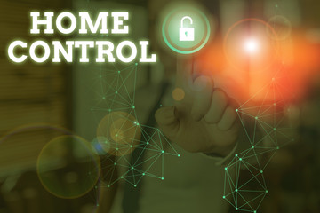 Poster - conceptual hand writing showing home control. concept meaning provides homeowners security comfort a