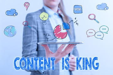 Poster - word writing text content is king. business photo showcasing marketing focused growing visibility no