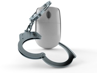 Wall Mural - Computer mouse with handcuffs