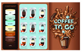 coffee menu, ingredients and proportions set coffee in a glass, coffee components and the price of different varieties Vector illustration