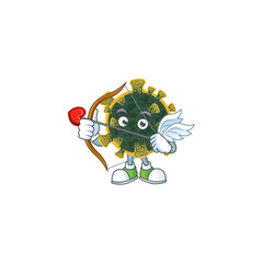 Wall Mural - Sweet cartoon character of new coronavirus Cupid with arrow and wings