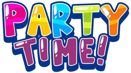 Sticker - Font design for word party time on white background